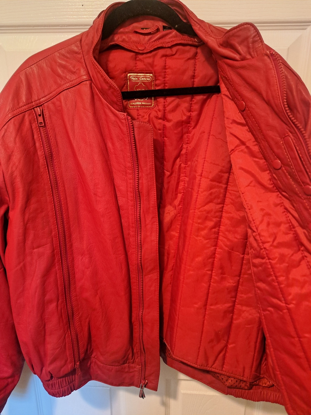 Red Leather Zip-Front Jacket - Picture 3 of 7